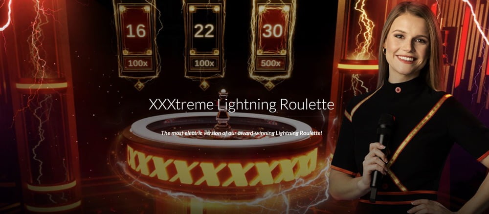 Banner with information about XXXtreme Lightning Roulette game